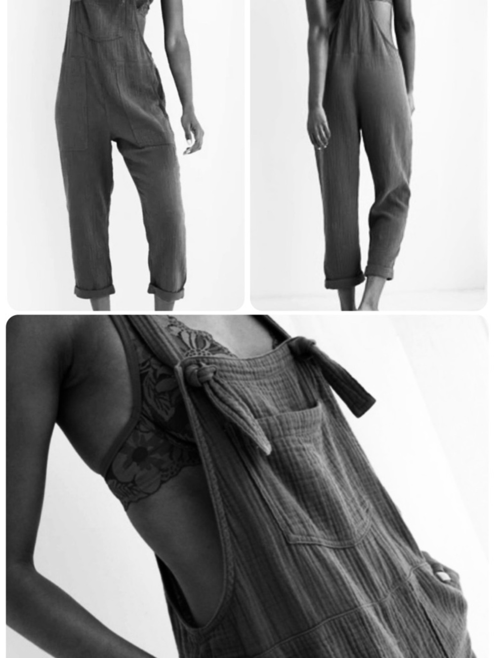 Aerie 100% Cotton - Lightweight Overalls Rolled Leg Gauze Tie Knot Size M